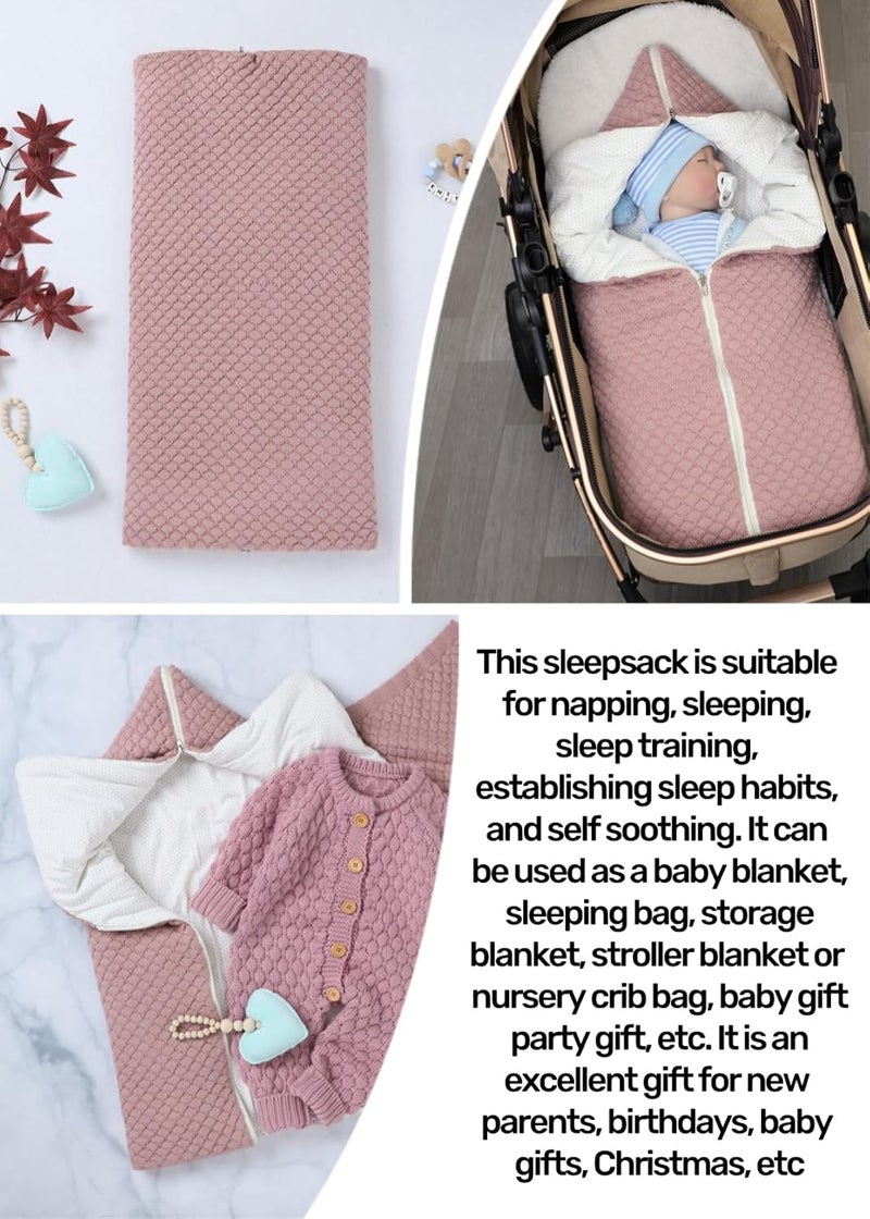 LLmoway Newborn Swaddle Blanket Warm Soft Stretchy Receiving Wrap Baby Infant Winter Sleeping Essentials 0-12Months Rose Red - Image 5